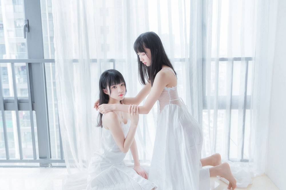 朝(白裙×白裙) – 桜桃喵&木绵绵OwO [58P]-lcoser