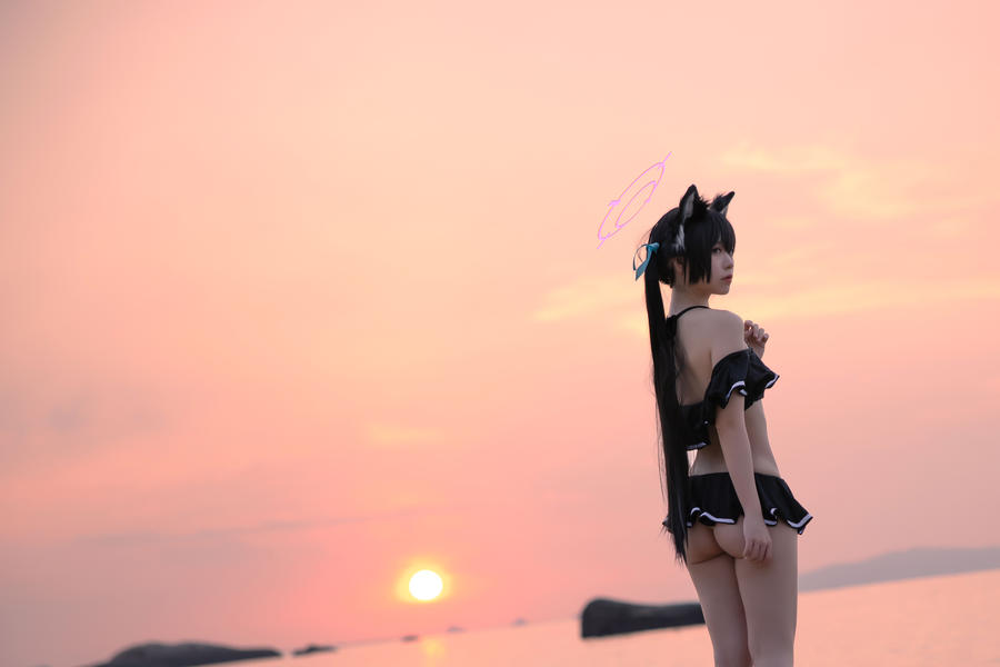 碧蓝档案 黑見芹香 海边泳装 [20P]-lcoser